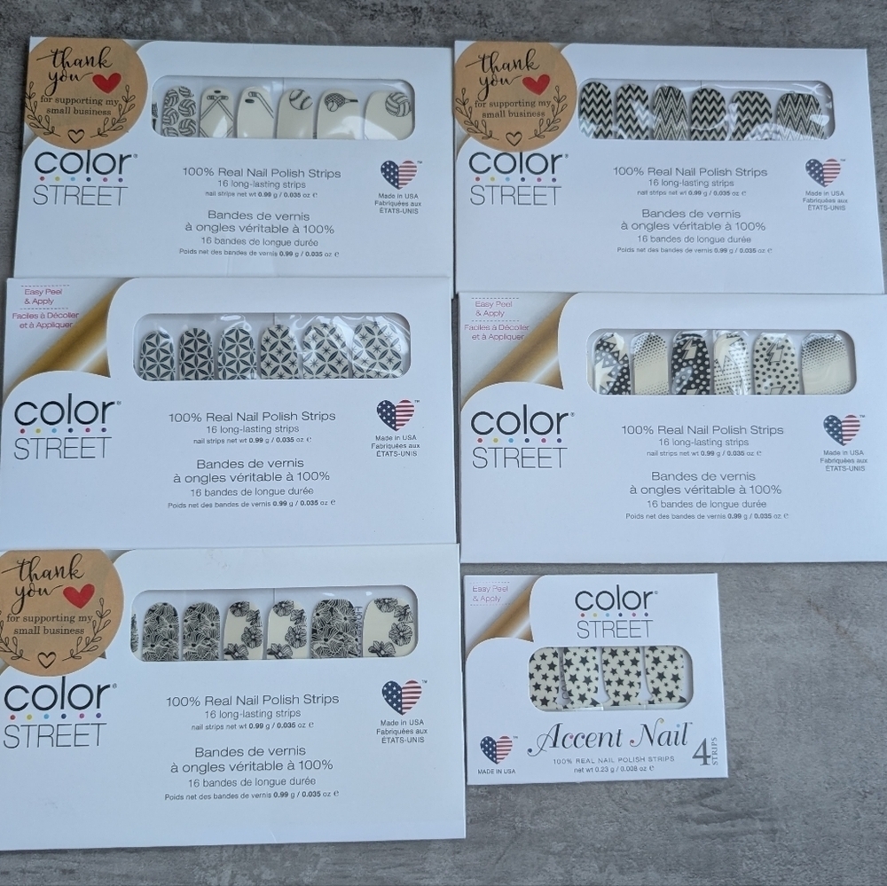 Lot of 6 Color Street 100% Real Nail Polish Strips Sticker Overlays Sports